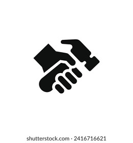 Hand holding hammer icon isolated on white background
