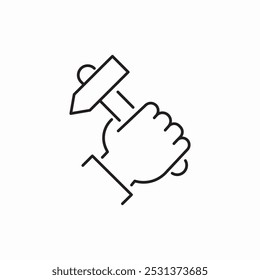 hand holding hammer icon sign vector