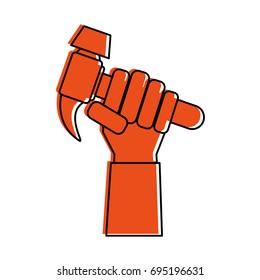hand holding hammer tool icon image 
