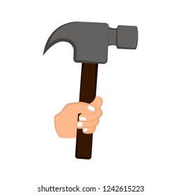 Hand holding a hammer. Vector illustration design