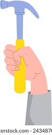 Hand Holding Hammer Vector Illustration