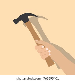 Hand holding a hammer, vector illustration design. Hands collection.