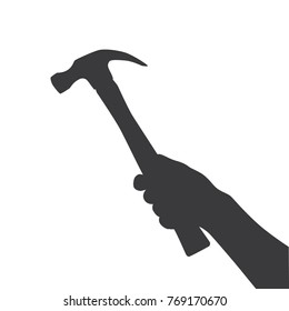 Hand holding a hammer, vector illustration design. Hands collection.