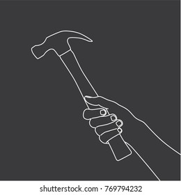 Hand holding a hammer, vector illustration design. Hands collection.