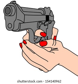 hand holding a handgun vector illustration