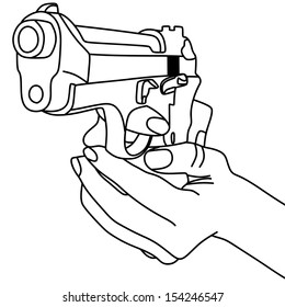 hand holding a handgun vector illustration 