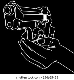hand holding a handgun vector illustration