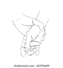 Line Art Sketch Mother Hand Holding Stock Vector (Royalty Free) 691081627