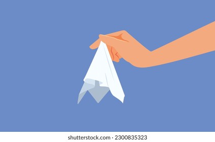 
Hand Holding a Handkerchief Vector Cartoon illustration. Person wising wet wipes for make-up removal or other cleaning purposes
