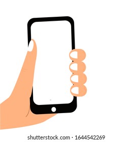 Hand holding handphone. hand and phone.