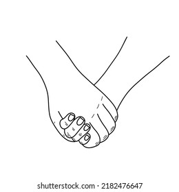 hand holding hands. Vector illustration hand drawn continuous line of couple holding hands. poster art print. vector illustration. Vector illustration