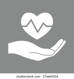 Hand holding heart.
