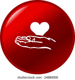 hand holding a heart button