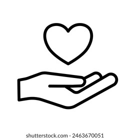 hand holding a heart, Compassion - vector icon	