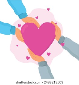 hand holding heart, concept illustration of giving love to others.vector file