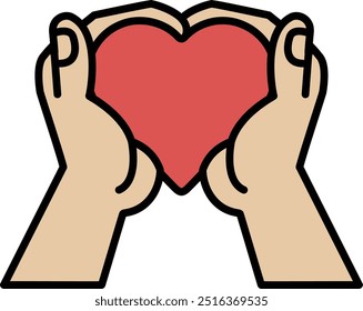 A hand holding a heart. Concept of love and care. The heart symbolizes affection and the hand represents the act of giving or receiving love