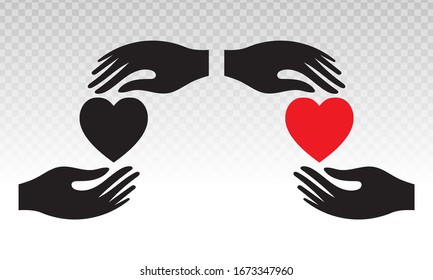 hand holding heart flat icon for healthcare apps and website