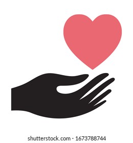 icono del corazón en mano para aplicaciones de salud y sitio web