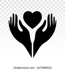 hand holding heart flat icon for healthcare apps and website
