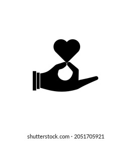 Hand holding heart icon charity set