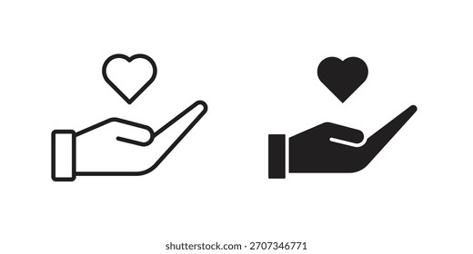 Hand holding heart icon. flat and stroke style Collection. simple symbol