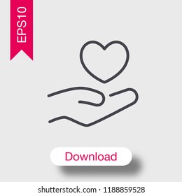 Hand holding heart icon isolated on background. Love symbol modern, simple, vector, icon for website design, mobile app, ui. Vector Illustration