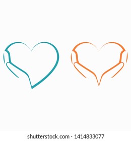 Hand holding a heart icon, isolated vector symbol 