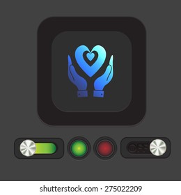 hand holding a heart icon, isolated vector symbol