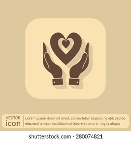 hand holding a heart icon, isolated vector symbol