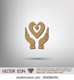 hand holding a heart icon, isolated vector symbol