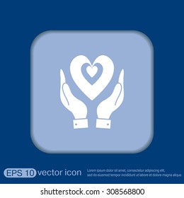 hand holding a heart icon, isolated vector symbol