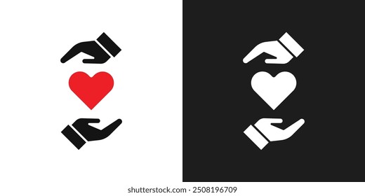Hand holding heart icon logo set vector