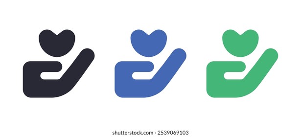 hand holding heart icon set