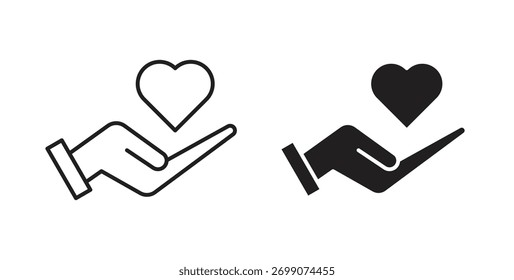 Hand holding heart icon simple flat trend modern graphic design abstract logotype