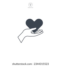 Hand Holding Heart icon symbol vector illustration isolated on white background