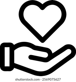 hand holding heart icon symbolizing love and support in both personal and community contexts suitable for various themes.