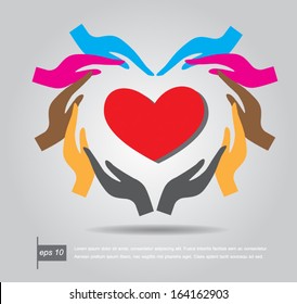 hand holding a heart icon vector