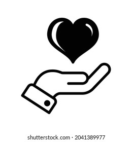 Hand, die Herz hält Symbol Vektor.