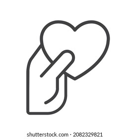 Hand holding a heart, icon, vector.