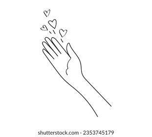 Hand holding a heart icon vector doodle.