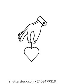 hand holding heart icon, vector best line icon.