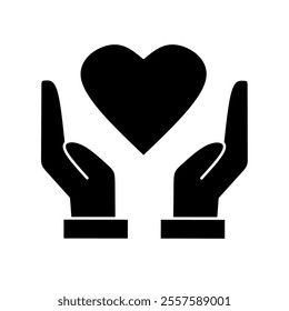 hand holding heart icon vector on white background. health care icon