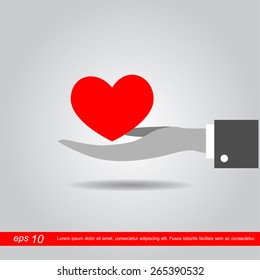 hand holding heart icon vector illustration eps10 