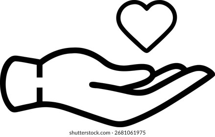 Hand holding heart icon