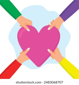 hand holding a heart, illustration of the concept of giving love to everyone.vector file