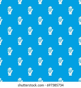Hand holding heart of LGBT pattern repeat seamless in blue color for any design. Vector geometric illustration