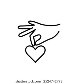 Hand holding heart. Love, affection, support and charity works. Pixel perfect, editable stroke icon