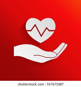 Hand holding heart. Medical icon Hand holding heart. Medical icon
