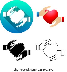 Mano a mano Holding Hearding Shape Cooperation Asset Finance Icon, Set of Flat Diagonal Shadow, Black-White Silhouette, Line Art Logo Icon Symbol Aislado en el fondo blanco Green Business
