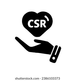 hand holding heart shape with CSR text. corporate social responsibility concept vector